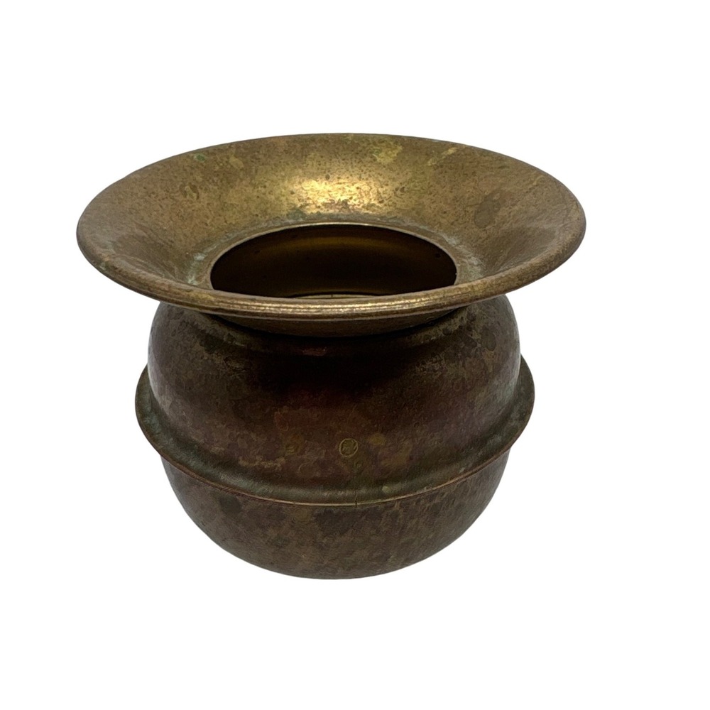Vintage Brass Small‎ Pot Vase Trinket Dish Unique Decorative Accent 2" Spittoon